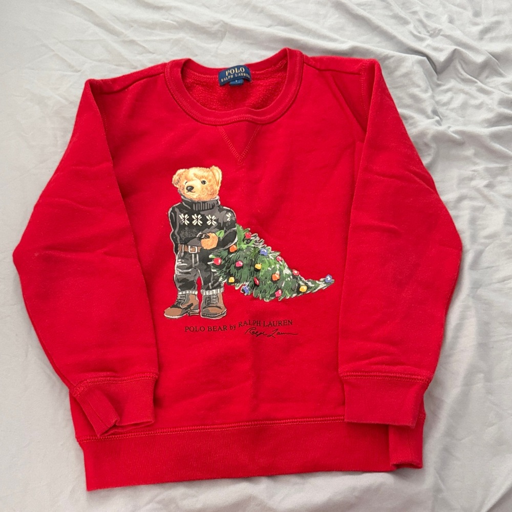Ralph Lauren Red Polo Bear Holiday Sweatshirt